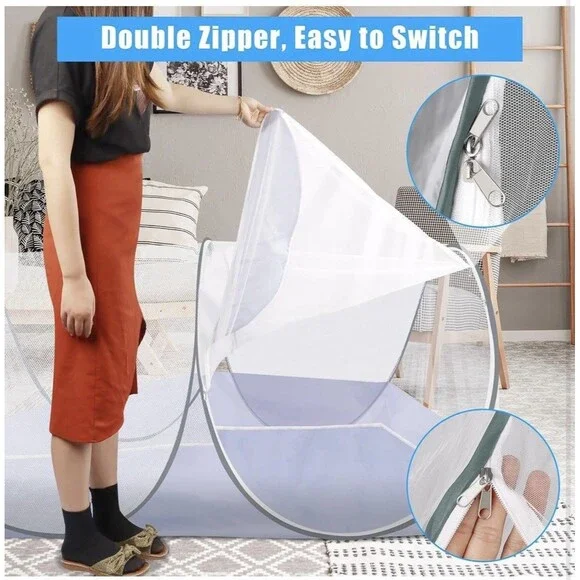 Extra Large Pop up Mosquito Tent, Portable Foldable Mosquito Net for Bed Camping - Picture 5 of 7